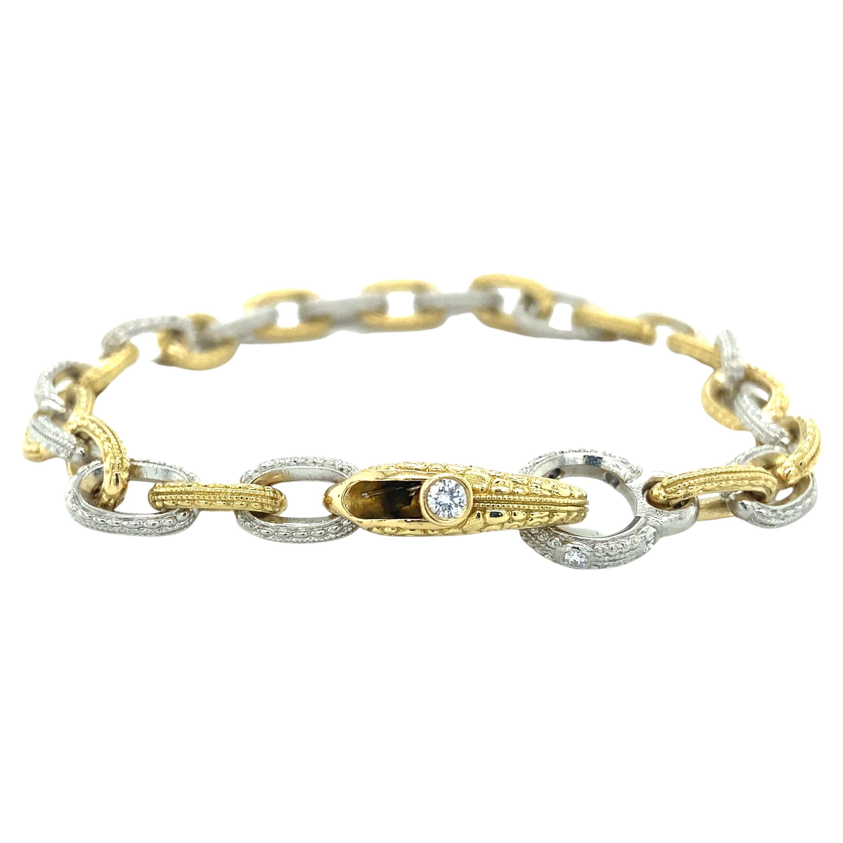 Alex Sepkus Ovales Diamant-Gliederarmband aus Platin und 18 Karat Gelbgold