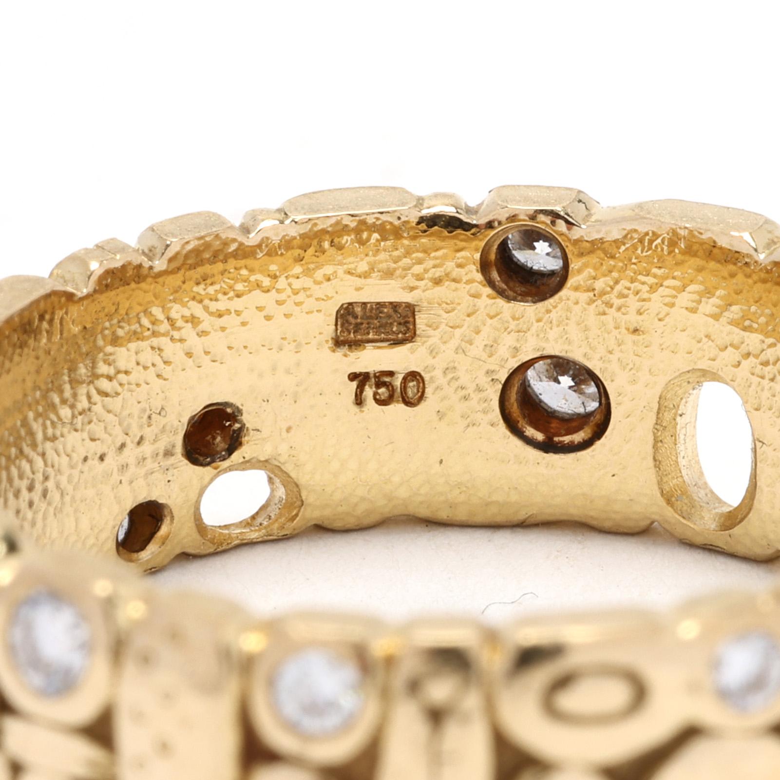 Alex Sepkus Diamond Statement Band Ring, 18k Yellow Gold, Ring Size 6.5 In Good Condition In McLeansville, NC