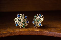 Alex Sepkus Diamond, Tsavorite, and Sapphire "Ocean" Earrings