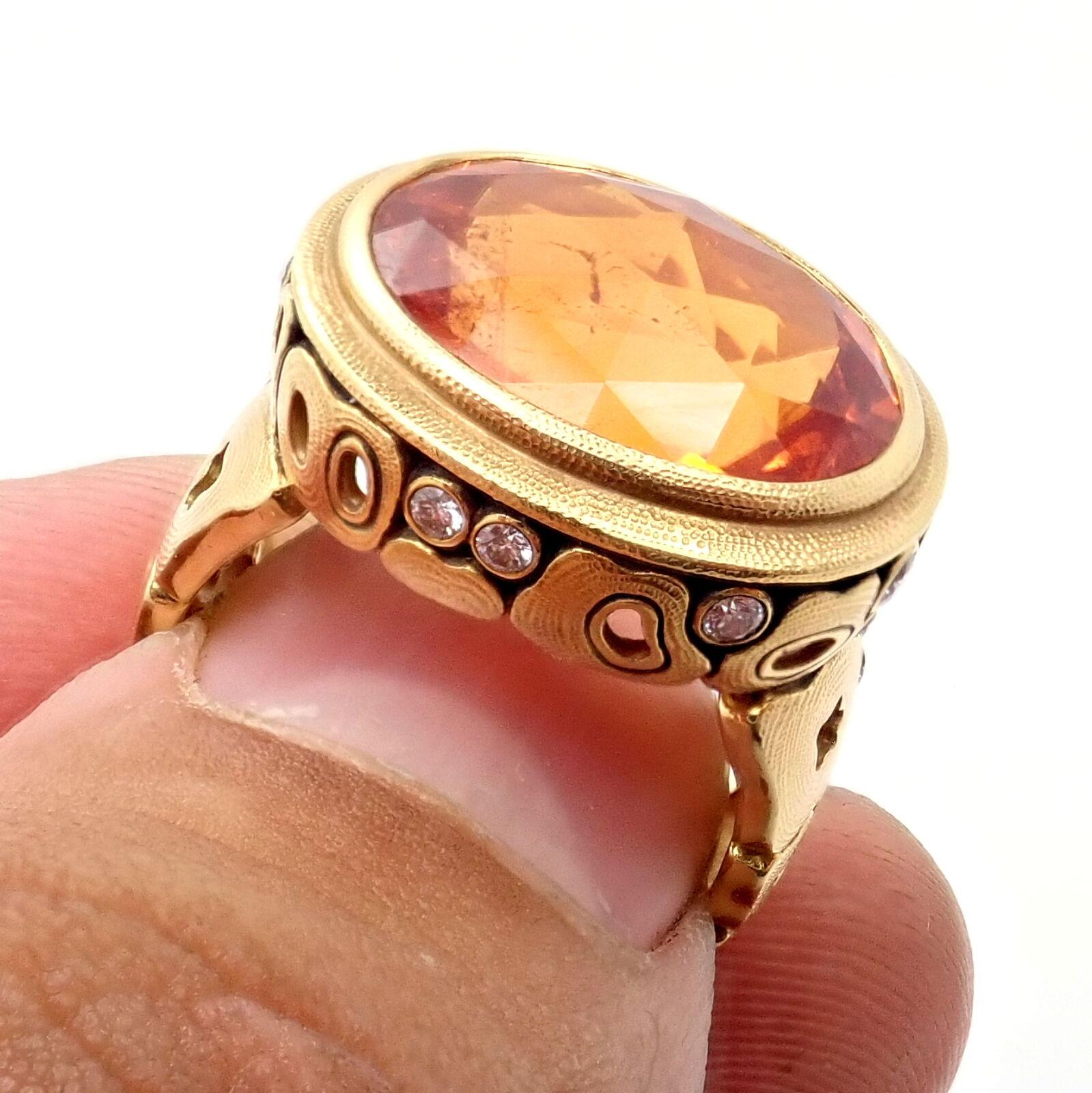 Alex Sepkus Diamond Windows Large Orange Spessartite Yellow Gold Ring 5