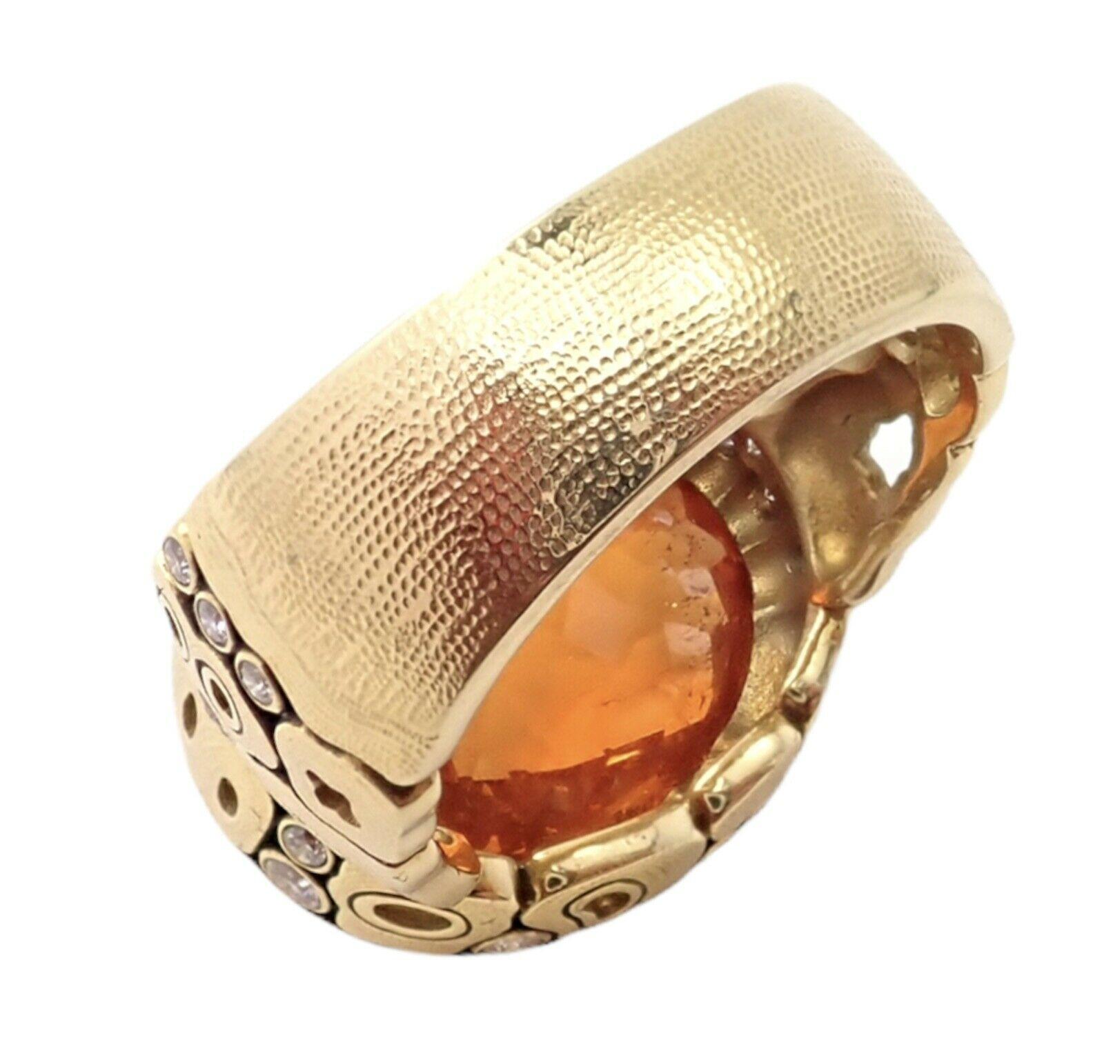 Alex Sepkus Diamond Windows Large Orange Spessartite Yellow Gold Ring 2