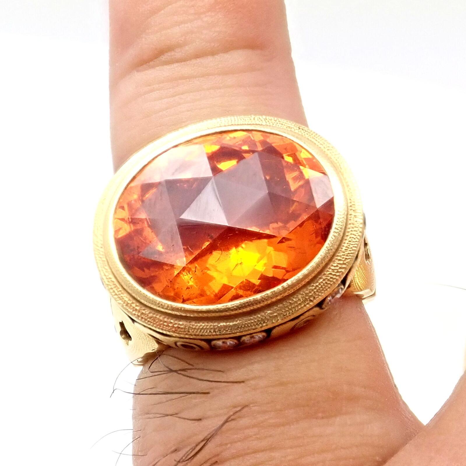 Alex Sepkus Diamond Windows Large Orange Spessartite Yellow Gold Ring 4