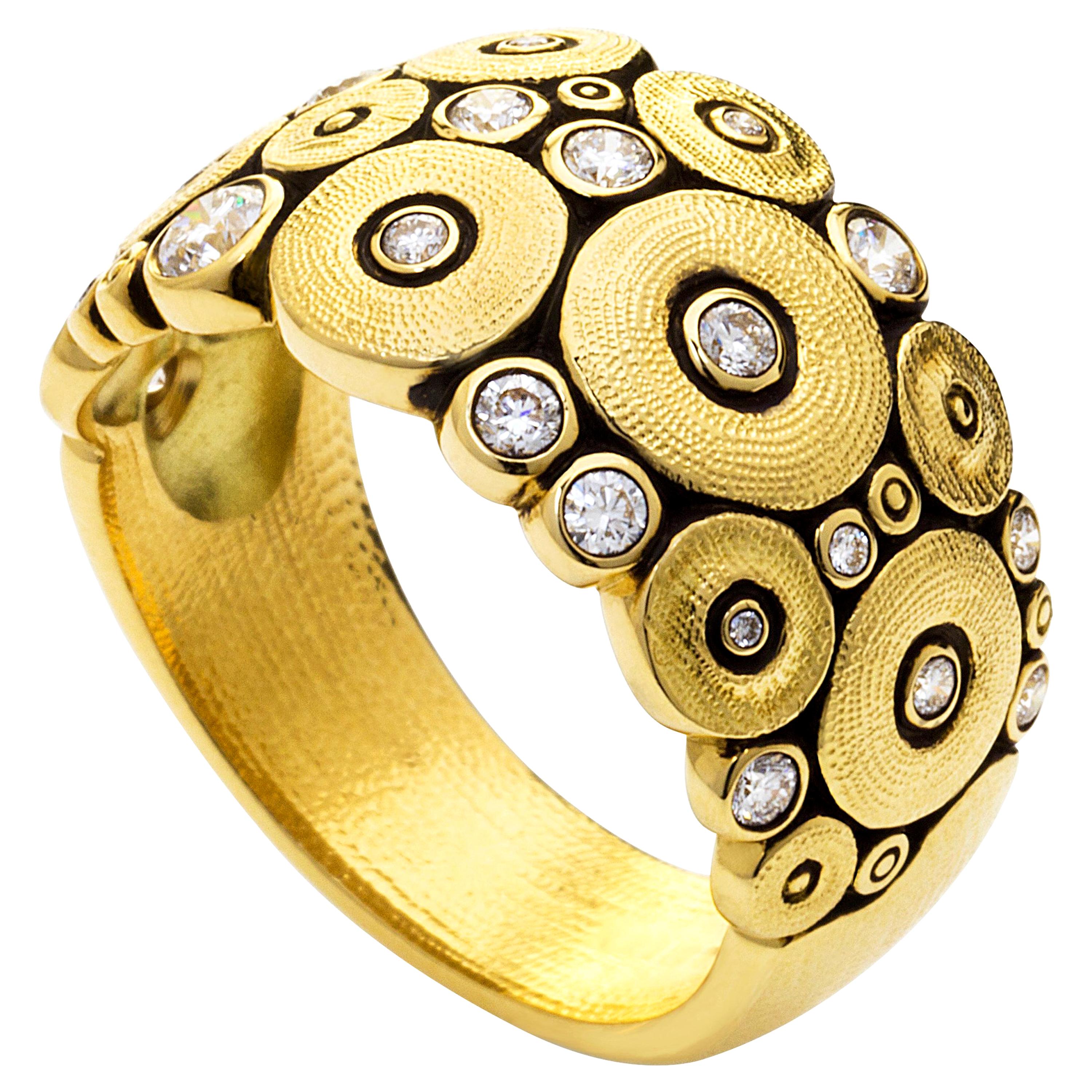 Alex Sepkus Diamond Yellow Gold "Ocean" Ring
