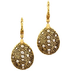 Alex Sepkus Diamond Yellow Gold "Tear Drop" Earrings