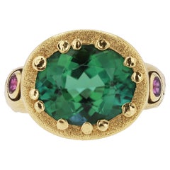 Alex Sepkus Estate 3.66 Carat Green Tourmaline Little Windows 18k Ring