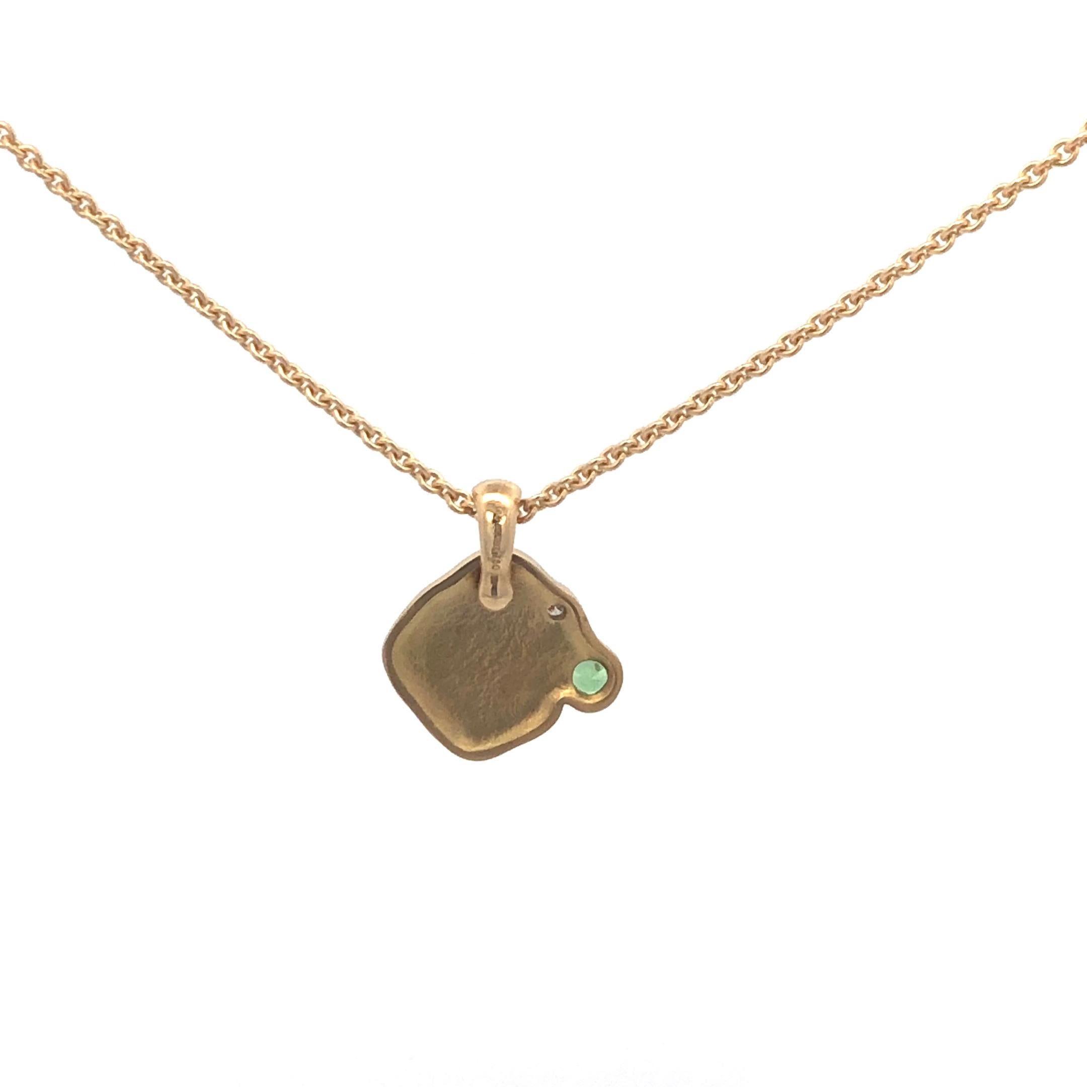 Round Cut Alex Sepkus 'Flora' Pendant with Diamonds on a 18'' Cable Chain 18K Yellow Gold For Sale