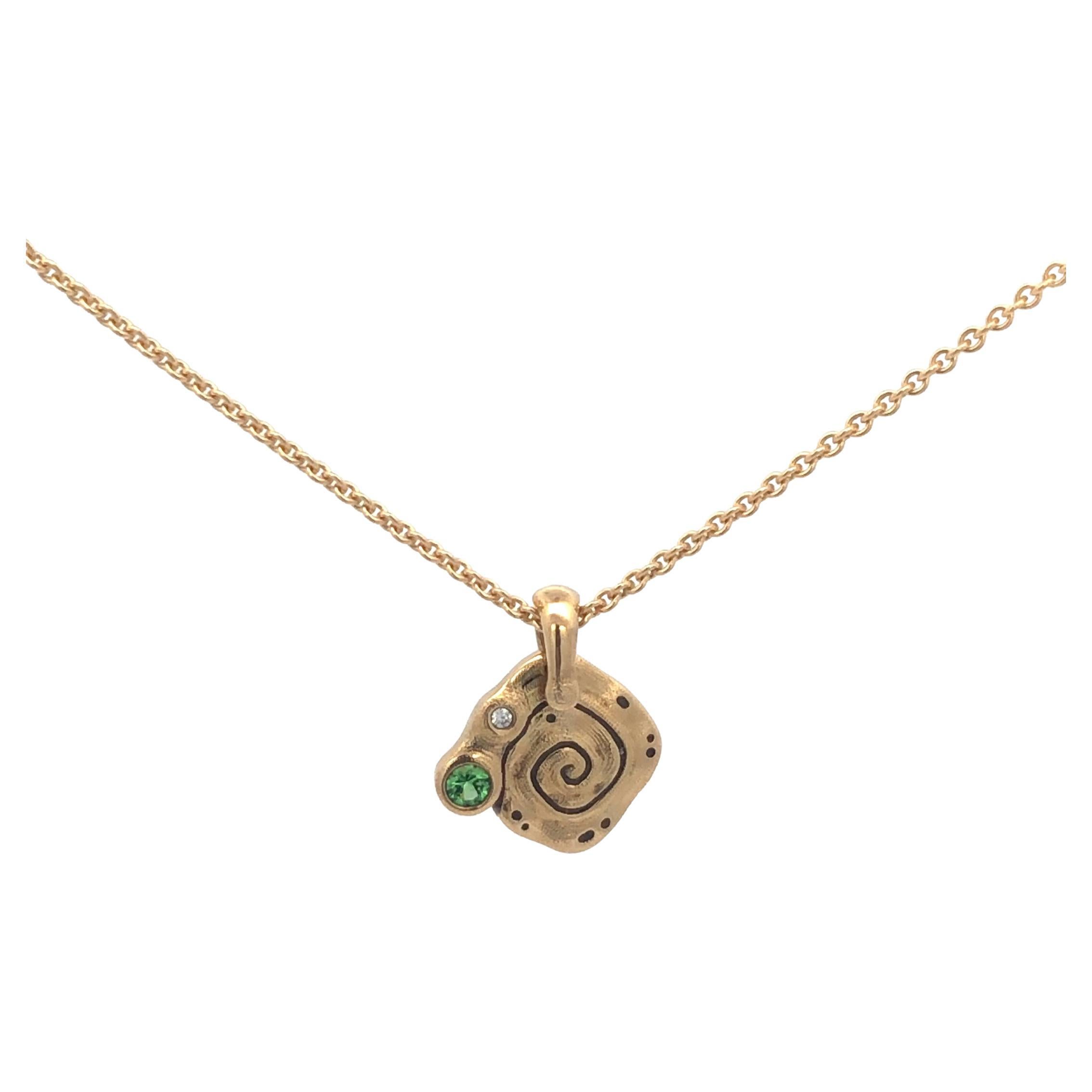 Alex Sepkus 'Flora' Pendant with Diamonds on a 18'' Cable Chain 18K Yellow Gold For Sale