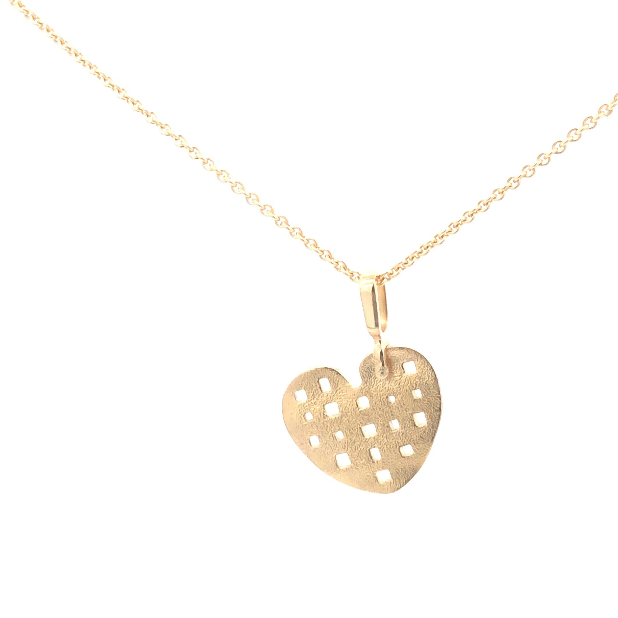 Women's Alex Sepkus 'Heart' Pendant on 18'' Cable Chain 18K Yellow Gold For Sale