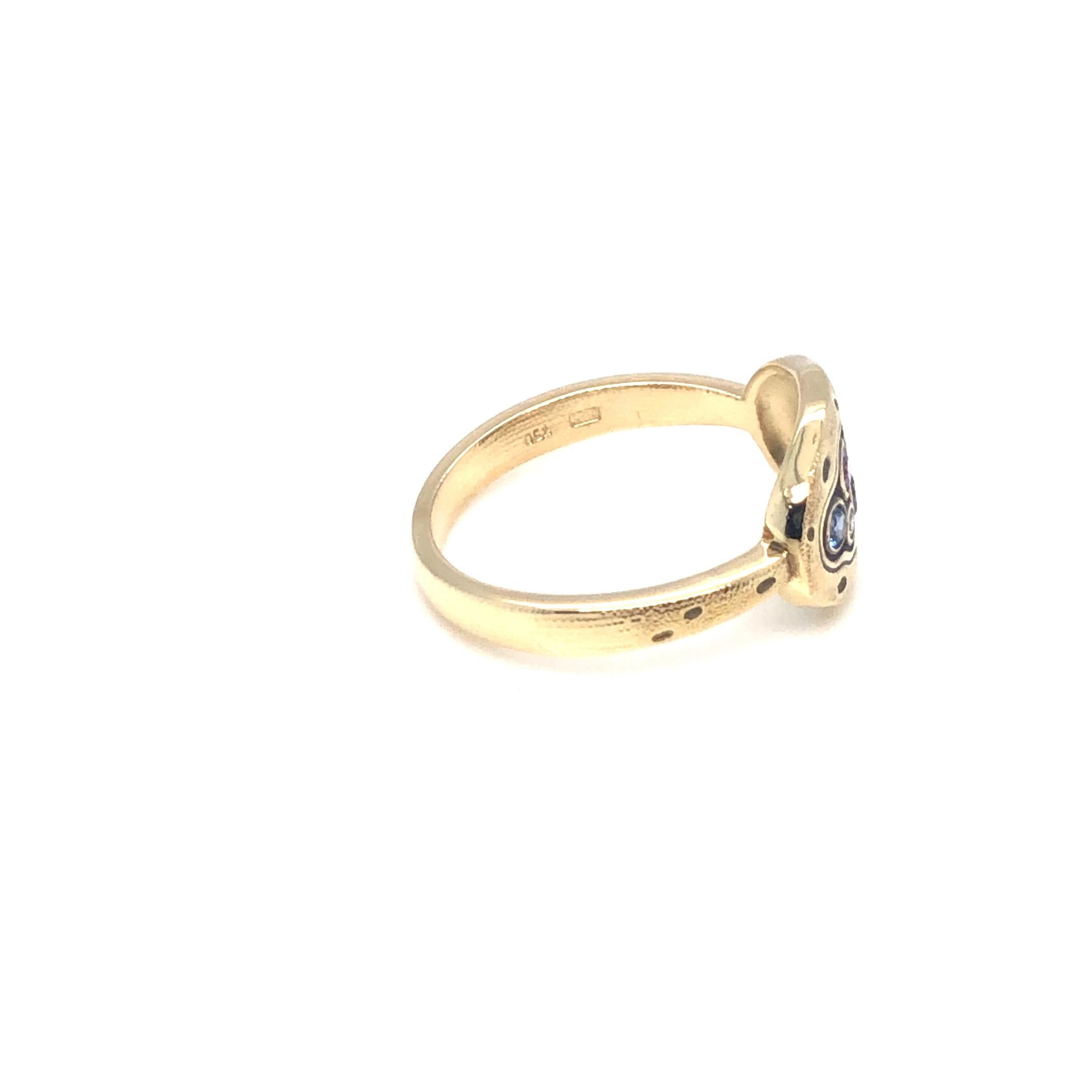 Alex Sepkus 'Little Pool' Diamonds and Sapphires Ring 18K Yellow Gold In New Condition For Sale In Dallas, TX
