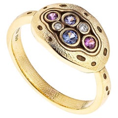 Used Alex Sepkus 'Little Pool' Diamonds and Sapphires Ring 18K Yellow Gold