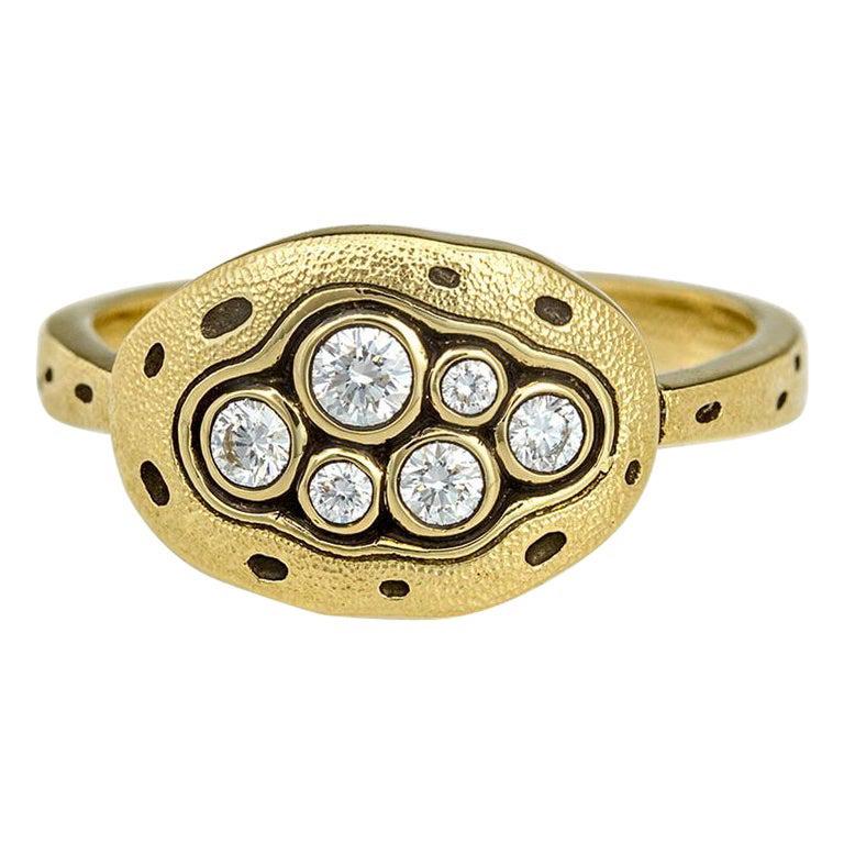 For Sale:  Alex Sepkus "Little Pool" Dome Ring with Diamonds in 18 Karat Yellow Gold