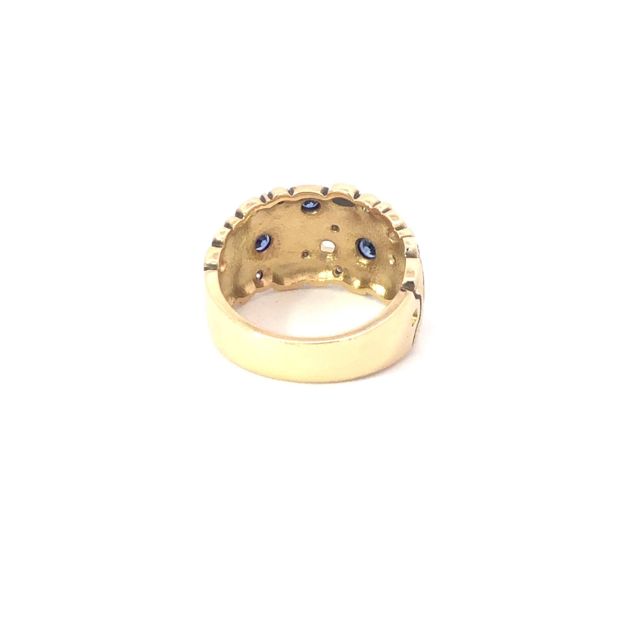 Round Cut Alex Sepkus 'Little Windows' Diamond Dome Ring 18K Yellow Gold For Sale
