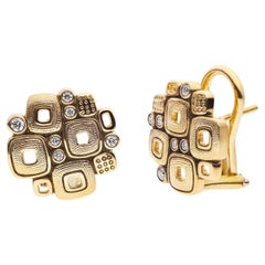 Alex Sepkus Little Windows Boucles d'oreilles en or jaune 18 carats et diamants