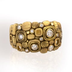 Alex Sepkus "Little Windows" Dome Ring with White Diamonds in 18 Karat Gold