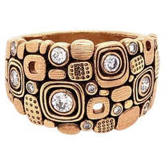 Alex Sepkus "Little Windows" Dome Ring with White Diamonds in 18 Karat Gold