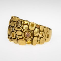 Alex Sepkus "Little Windows" Dome Ring with Yellow Diamonds in 18 Karat Gold