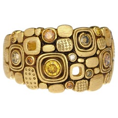 Alex Sepkus "Little Windows" Dome Ring with Yellow Diamonds in 18 Karat Gold
