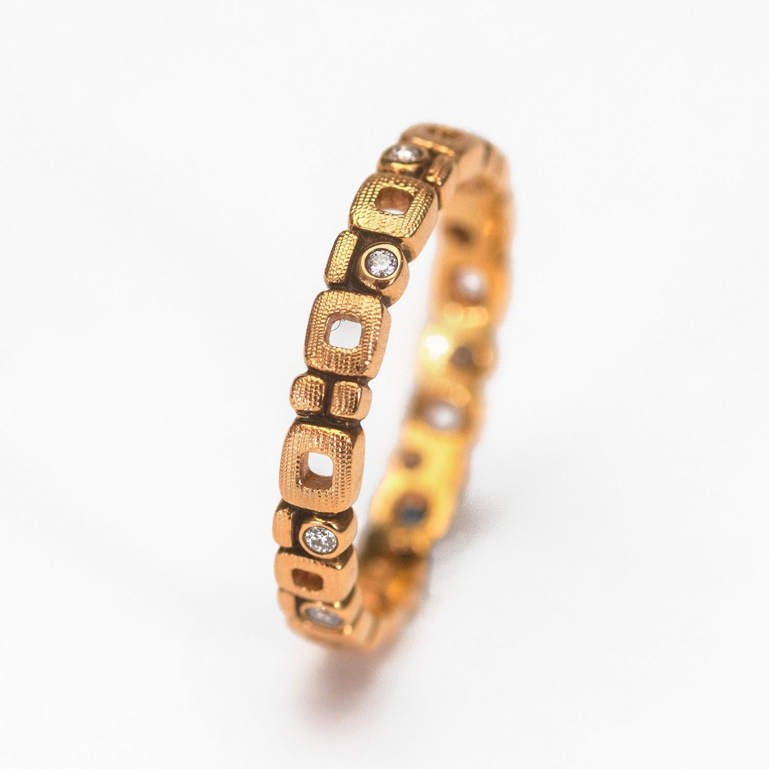 En vente :  Alex Sepkus, bague à anneau « Micro Windows » en or rose 18 carats et diamants blancs 3