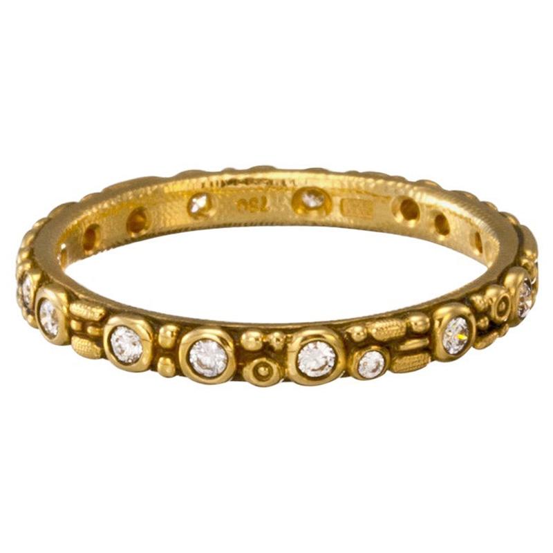 For Sale:  Alex Sepkus "Mini 62" Band Ring with White Diamonds in 18 Karat Yellow Gold