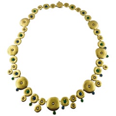 Alex Sepkus Necklace Diamond and Multi-Color Gemstone 18 Karat Gold Necklace