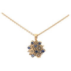 Alex Sepkus 'Ocean' Diamond and Sapphire Pendant on a 18'' Chain 18K Yellow Gold