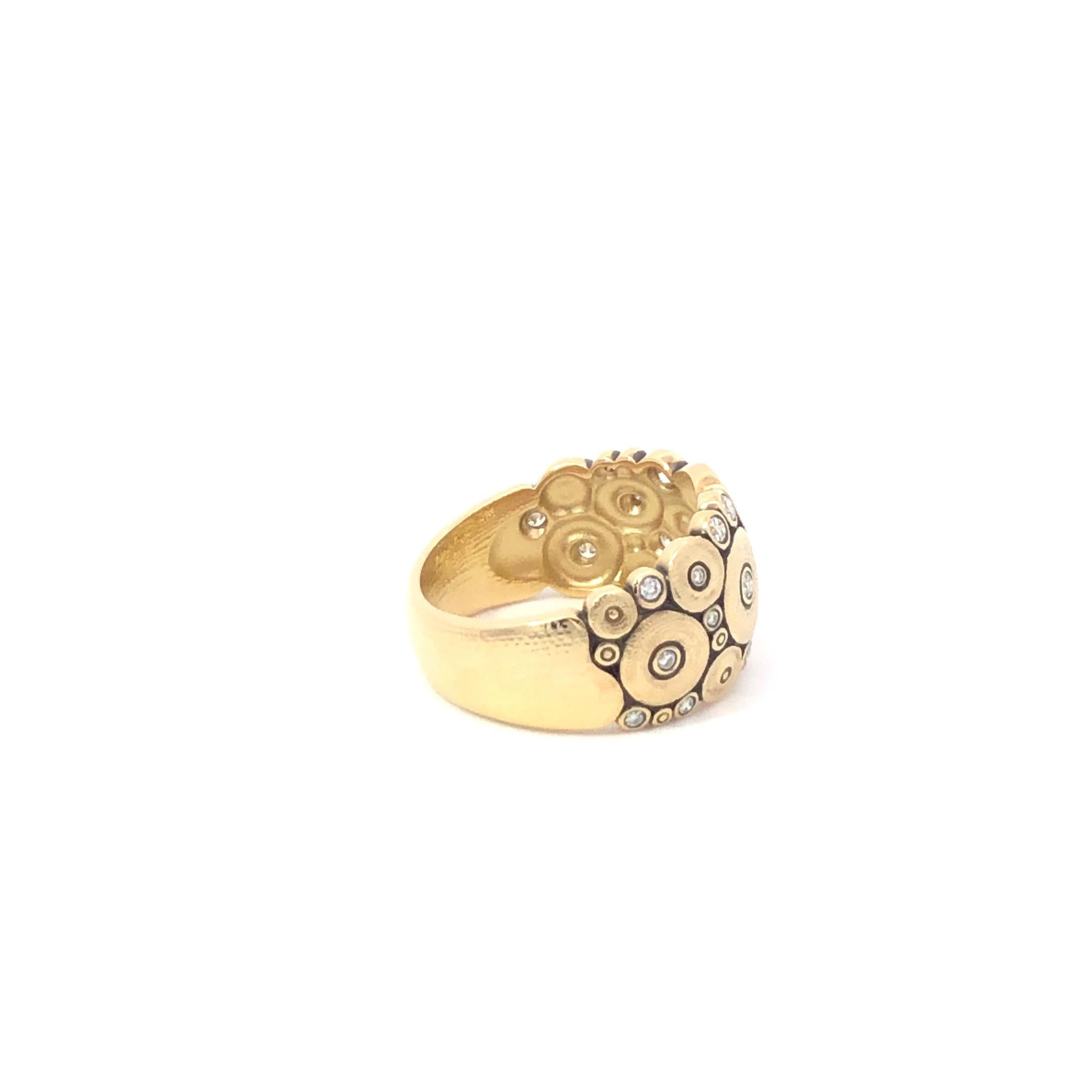 Alex Sepkus 'Ocean' White Diamond Ring 18K Yellow Gold In New Condition For Sale In Dallas, TX