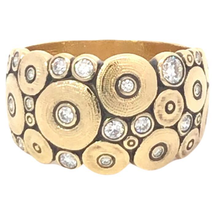 Alex Sepkus 'Ocean' White Diamond Ring 18K Yellow Gold For Sale