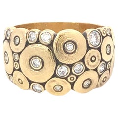 Alex Sepkus 'Ocean' White Diamond Ring 18K Yellow Gold