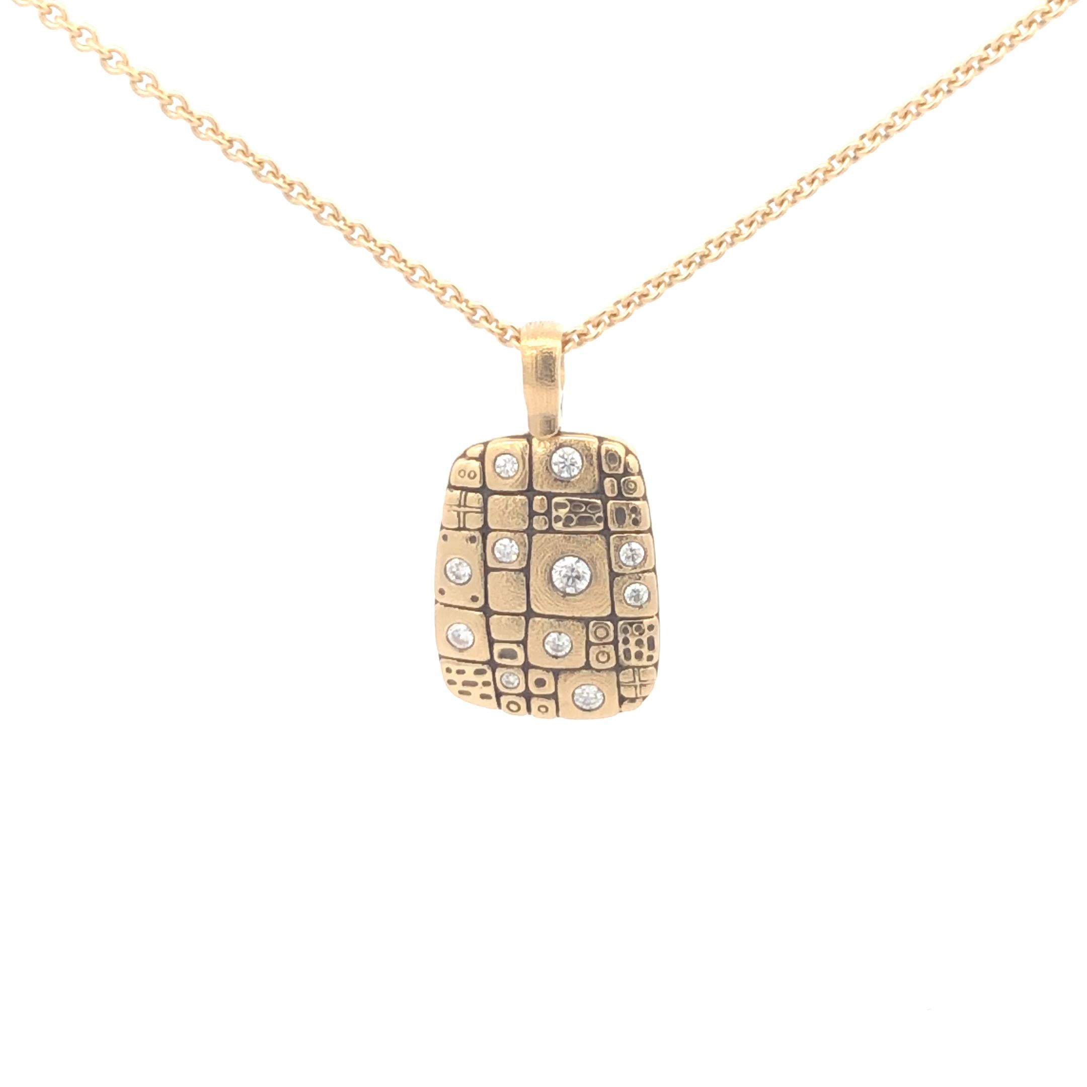 18K Yellow Gold and 11 0.34ctw Diamond 'Old Pathway' Pendant on a 1.9mm 18K Gold Chain