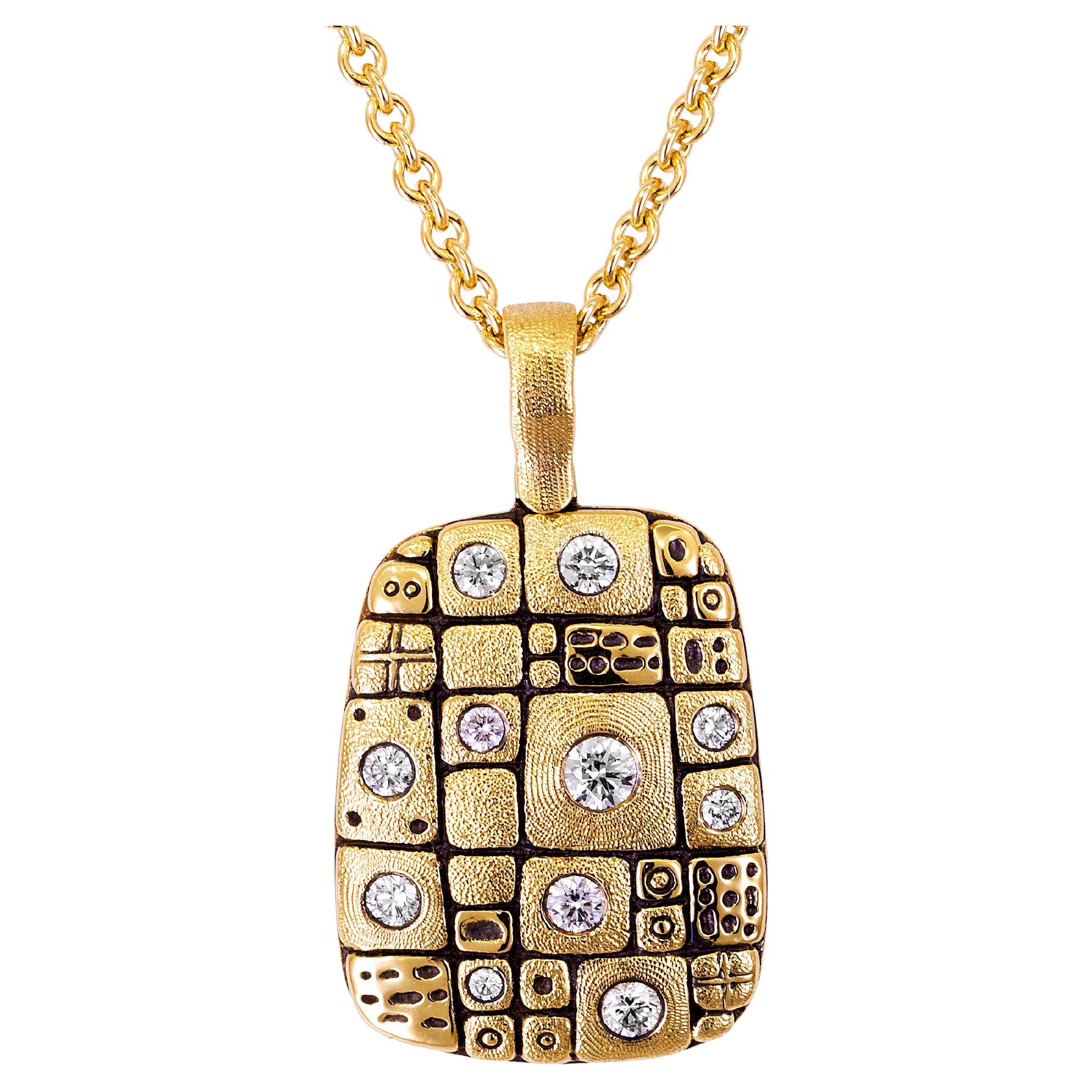 Alex Sepkus 'Old Pathway' Diamond Pendant and Chain on 18K Yellow Gold