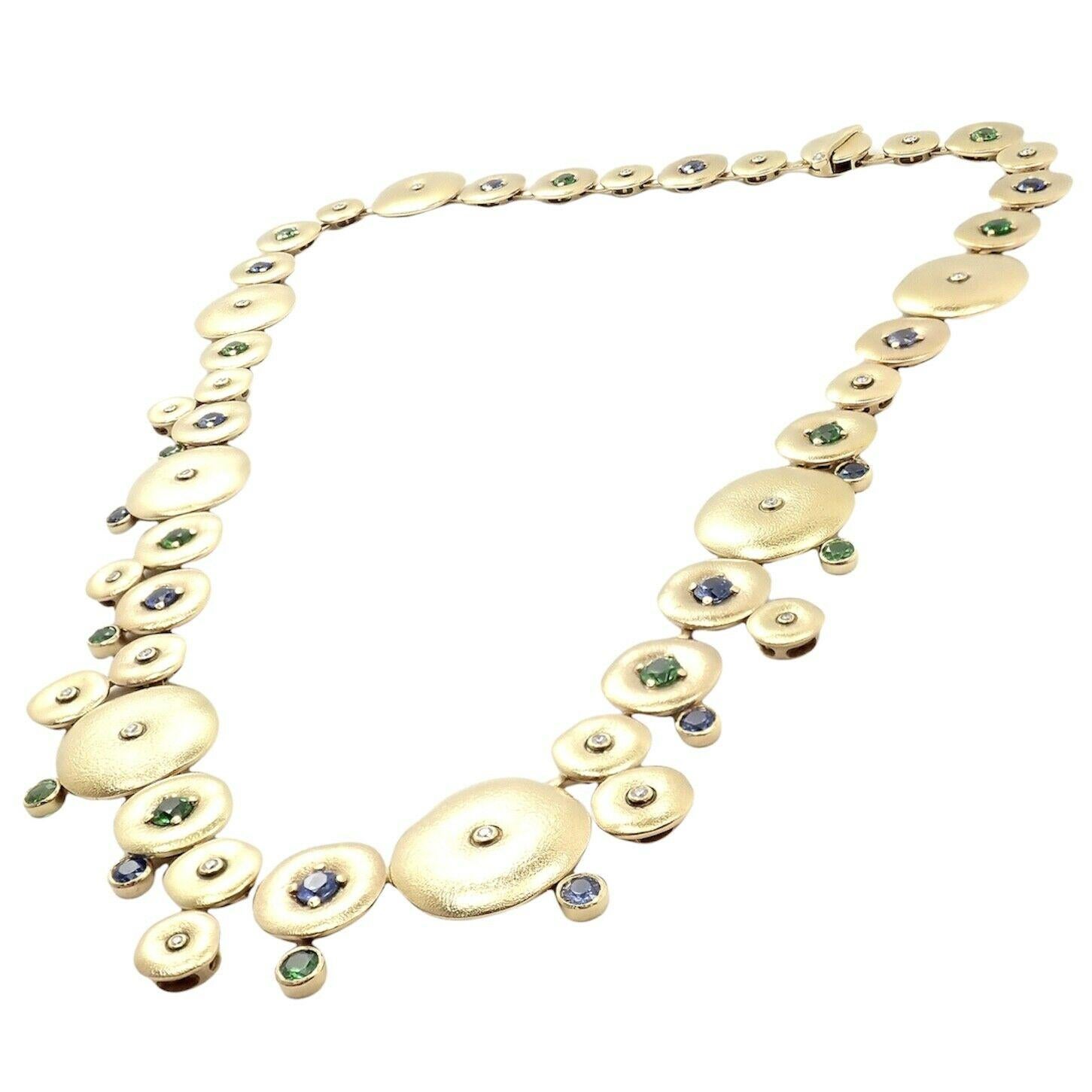 Halskette aus Gelbgold mit Orchard-Diamant, Tsavorit und Saphir von Alex Sepkus (Brillantschliff) im Angebot