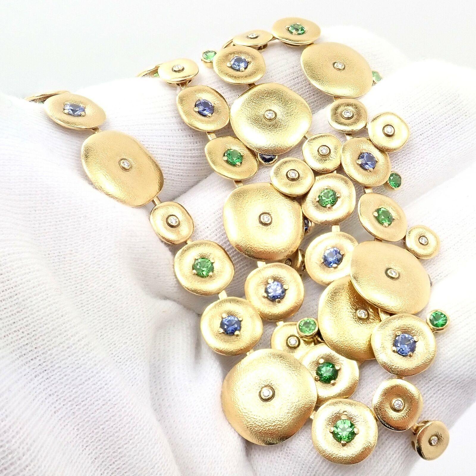 Halskette aus Gelbgold mit Orchard-Diamant, Tsavorit und Saphir von Alex Sepkus für Damen oder Herren