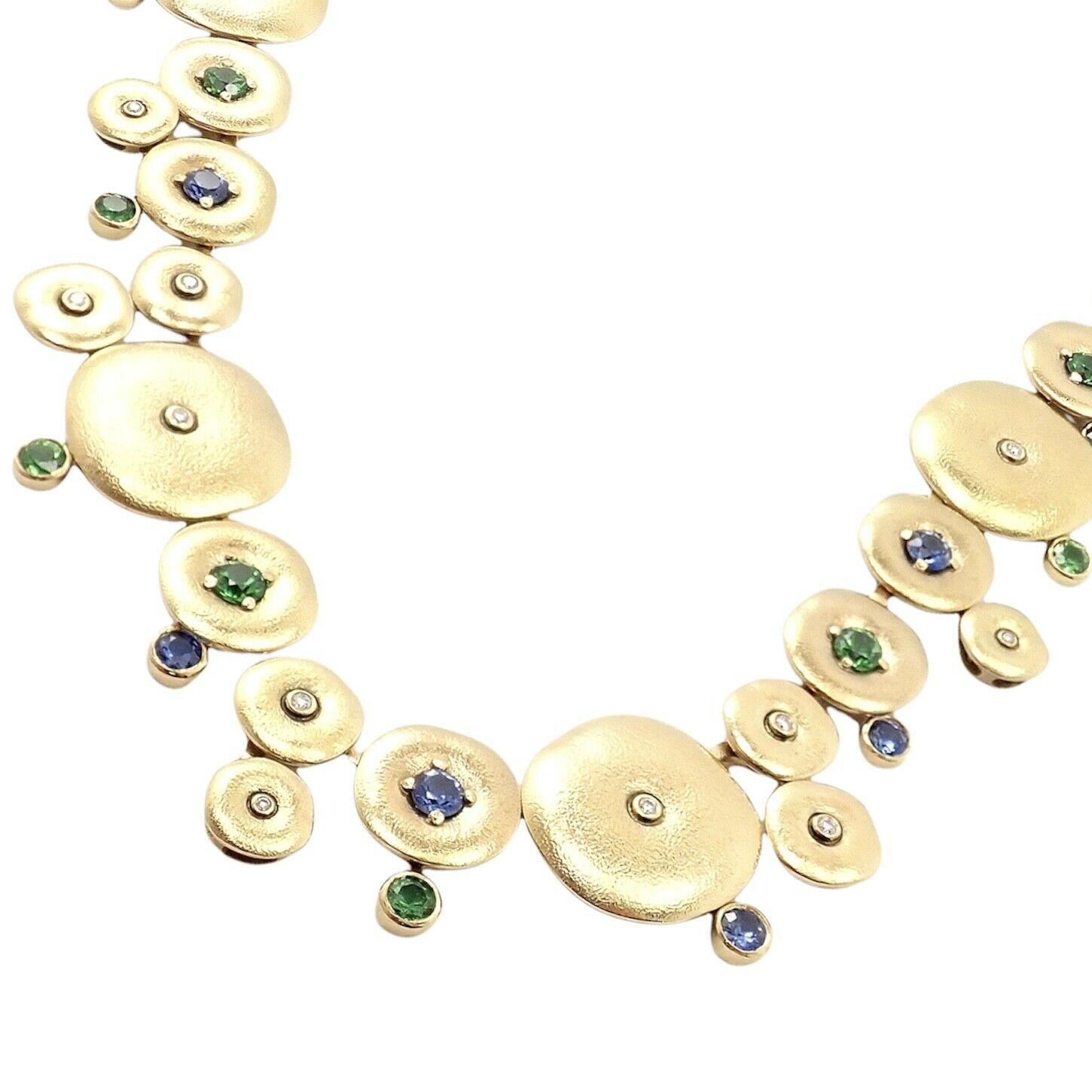 Women's or Men's Alex Sepkus Orchard Diamond Tsavorite Sapphire Yellow Gold Necklace For Sale