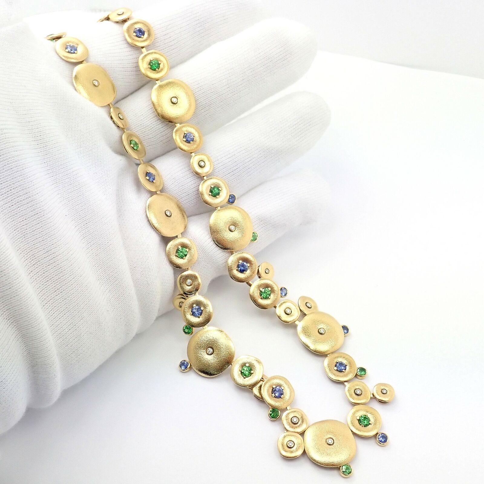 Alex Sepkus Orchard Diamond Tsavorite Sapphire Yellow Gold Necklace For Sale 2