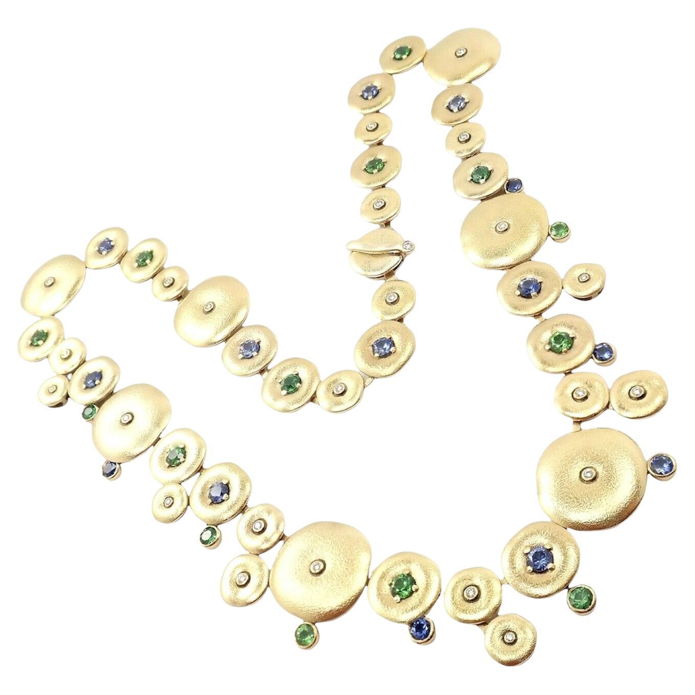 Alex Sepkus Orchard Diamond Tsavorite Sapphire Yellow Gold Necklace