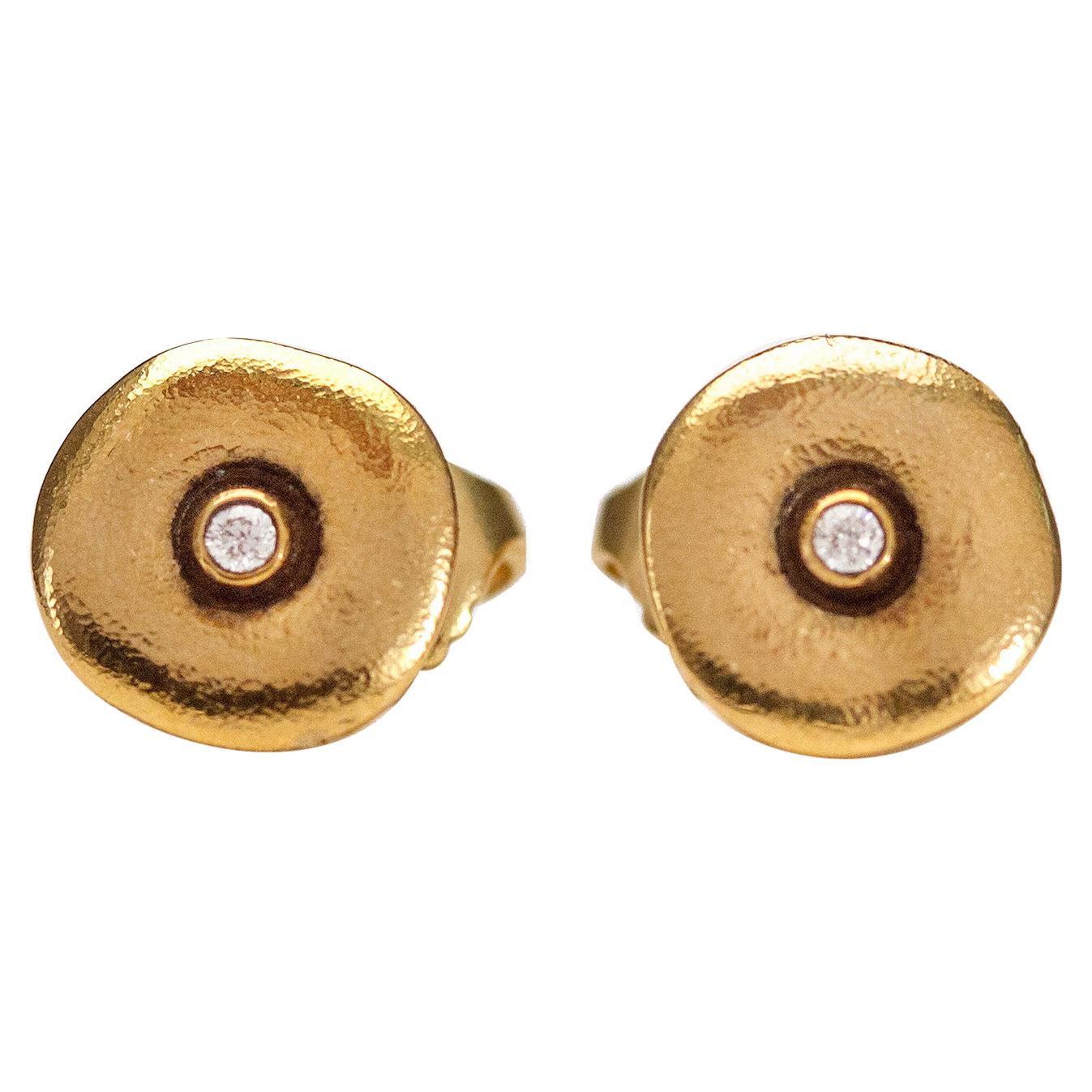 Alex Sepkus "Orchard" Stud Earrings with Diamonds in 18 Karat Yellow Gold For Sale
