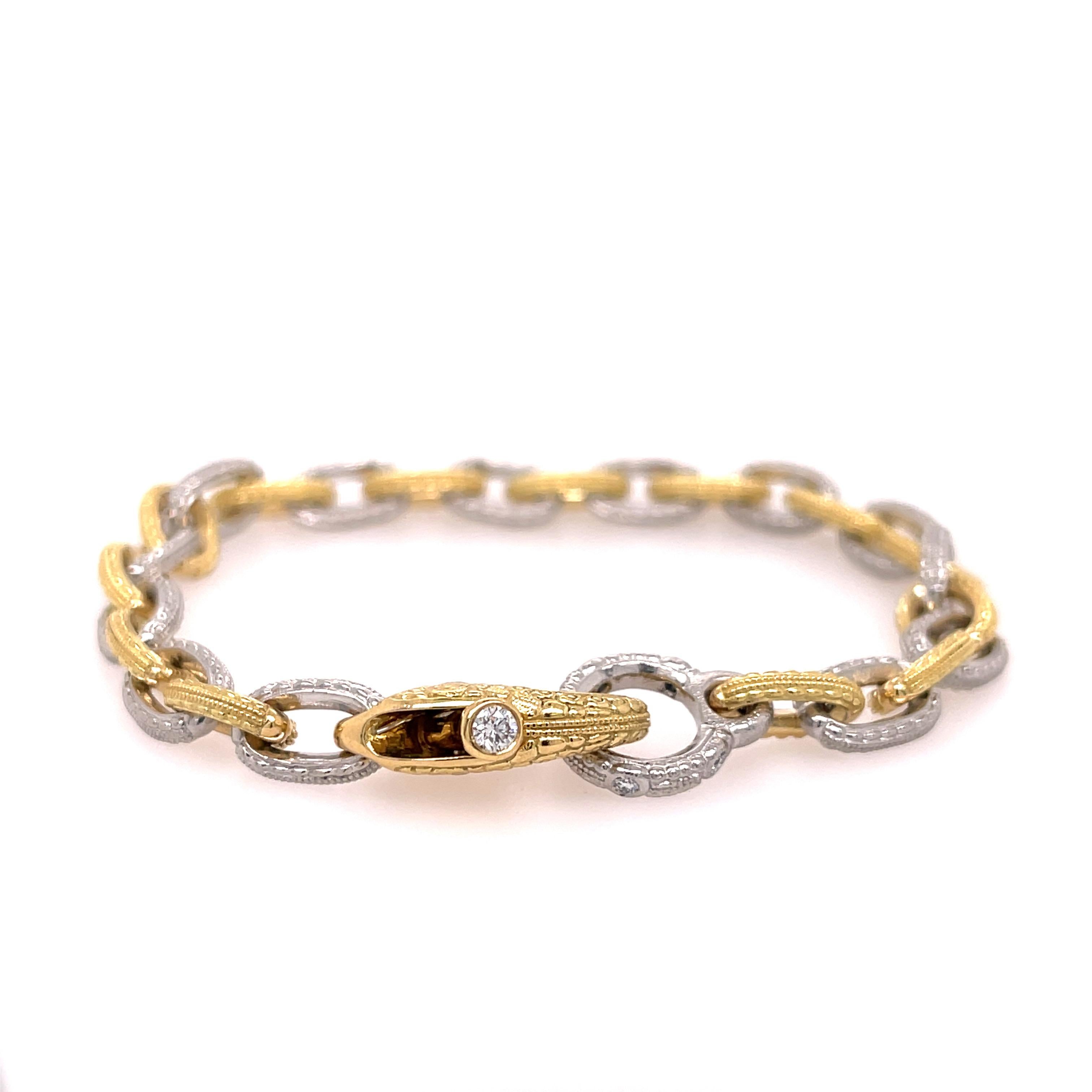 Kette aus Platin und Diamant Milgrain 