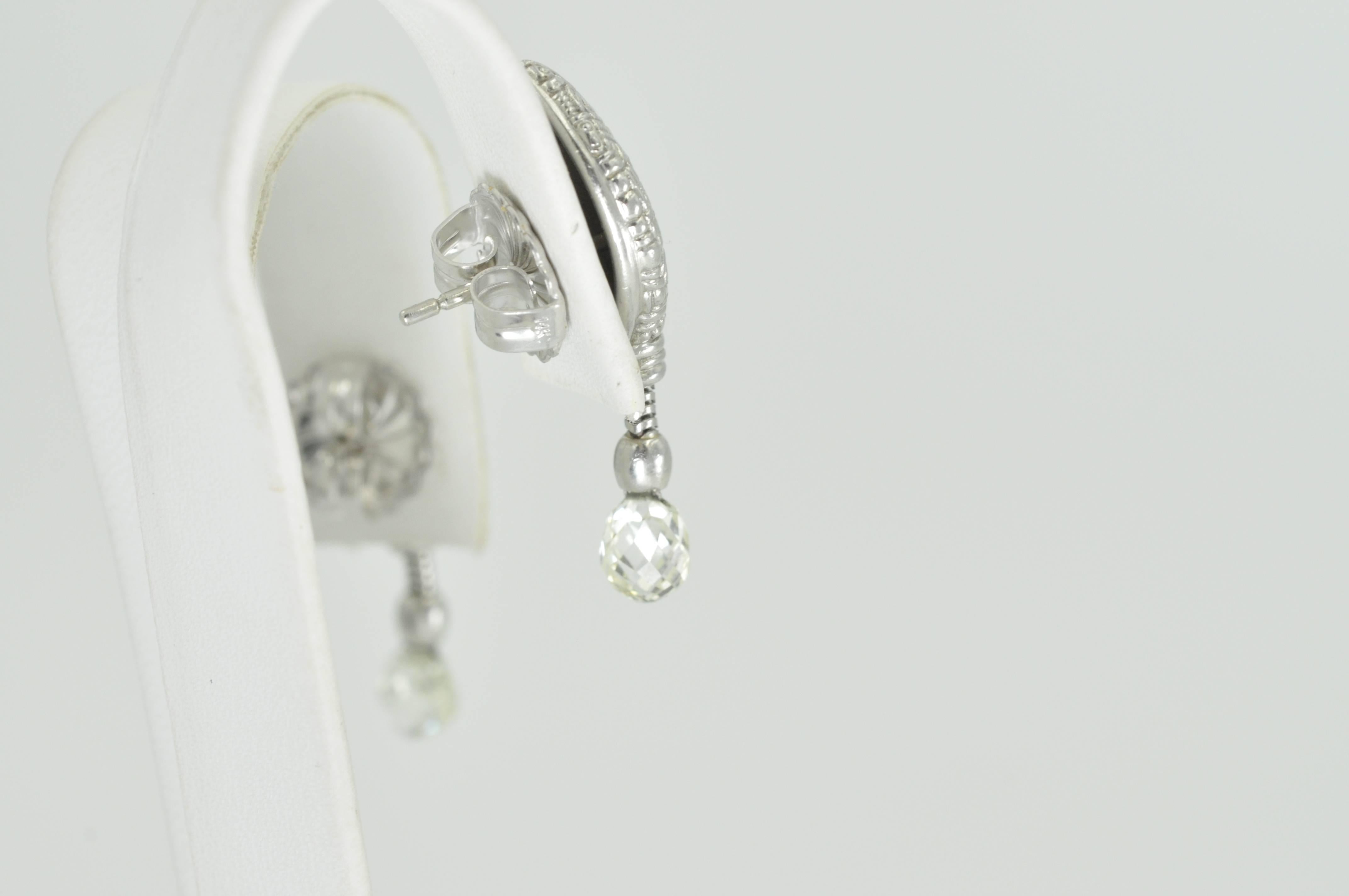 Modern Alex Sepkus Platinum Leaf Diamond Briolet Earrings Pre Owned