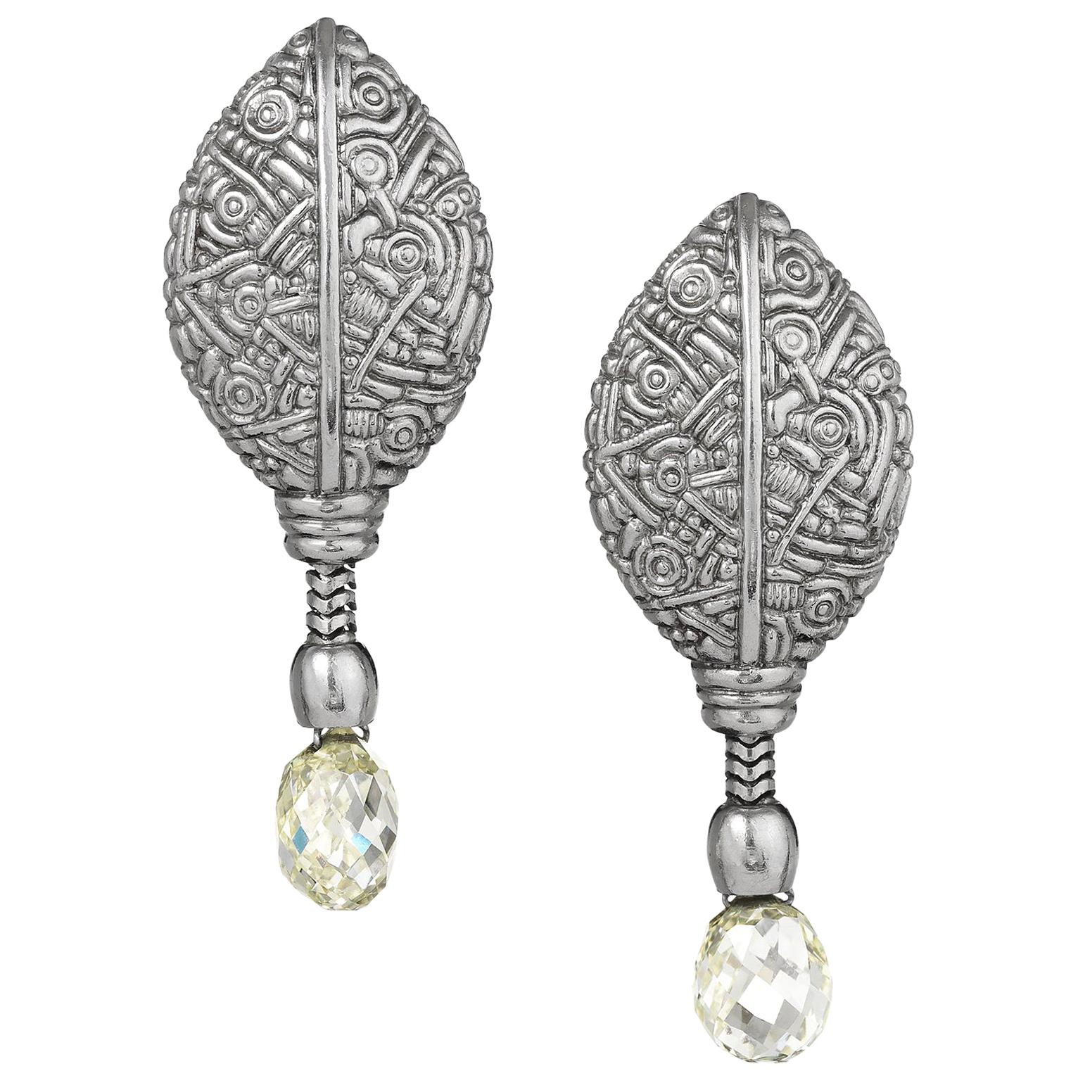Alex Sepkus Platinum Leaf Diamond Briolet Earrings Pre Owned