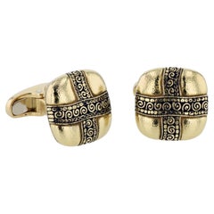 Alex Sepkus Ribbon Yellow Gold Sapphire Estate Cufflinks