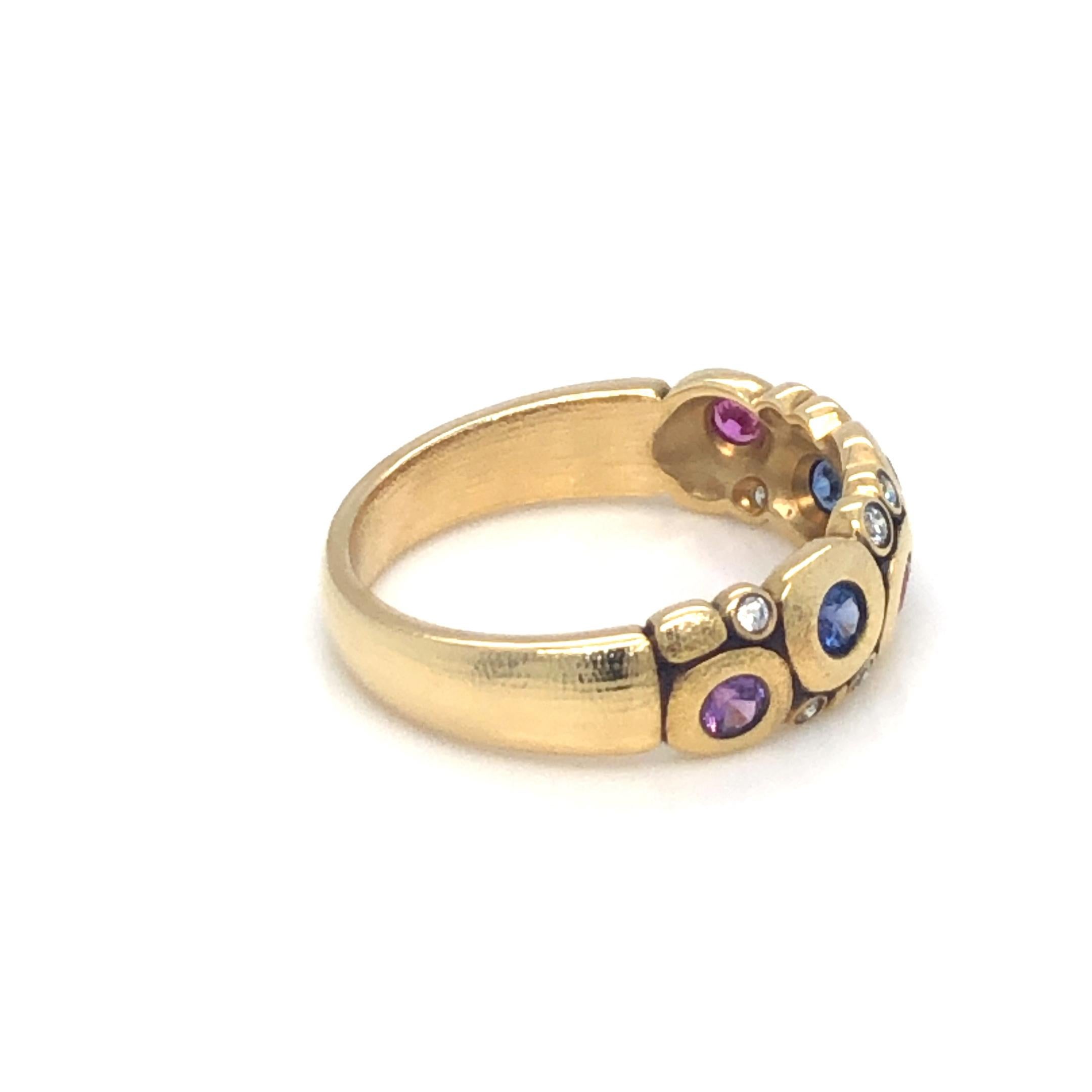 Alex Sepkus Sapphire and Diamond 'Candy' Ring 18K Yellow Gold In New Condition For Sale In Dallas, TX
