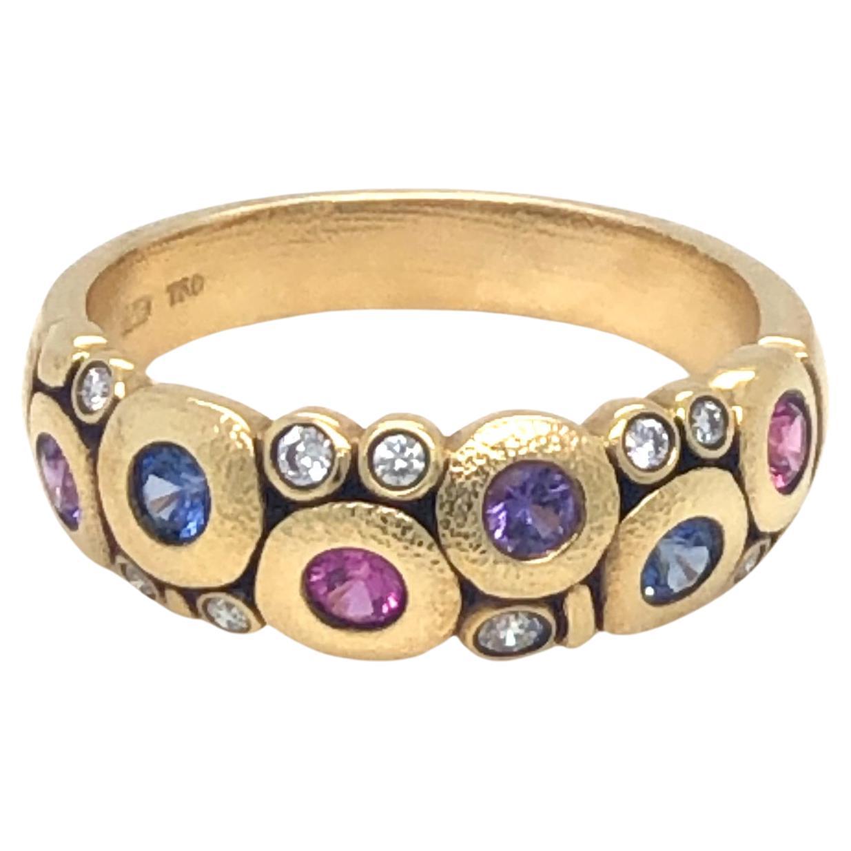 Alex Sepkus Sapphire and Diamond 'Candy' Ring 18K Yellow Gold For Sale