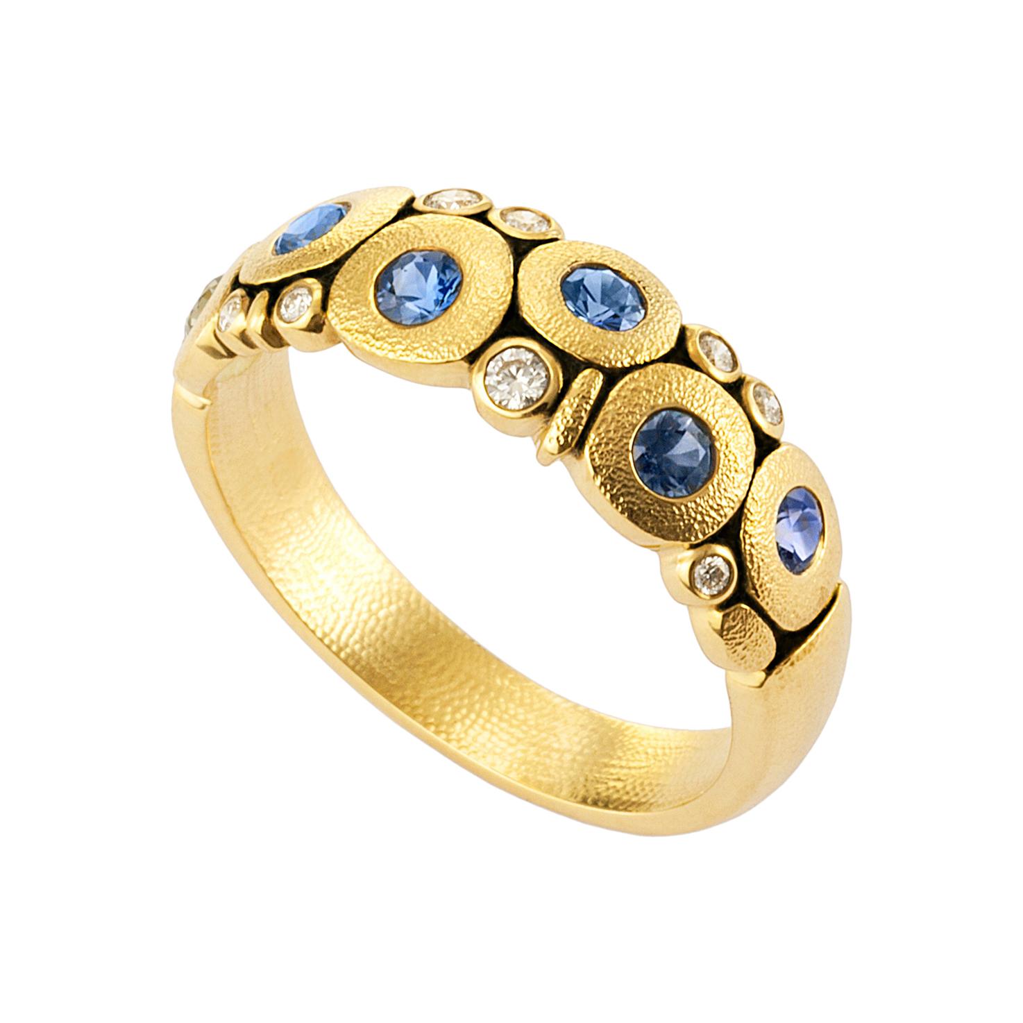 Alex Sepkus Sapphire and Diamond Yellow Gold "Candy" Ring