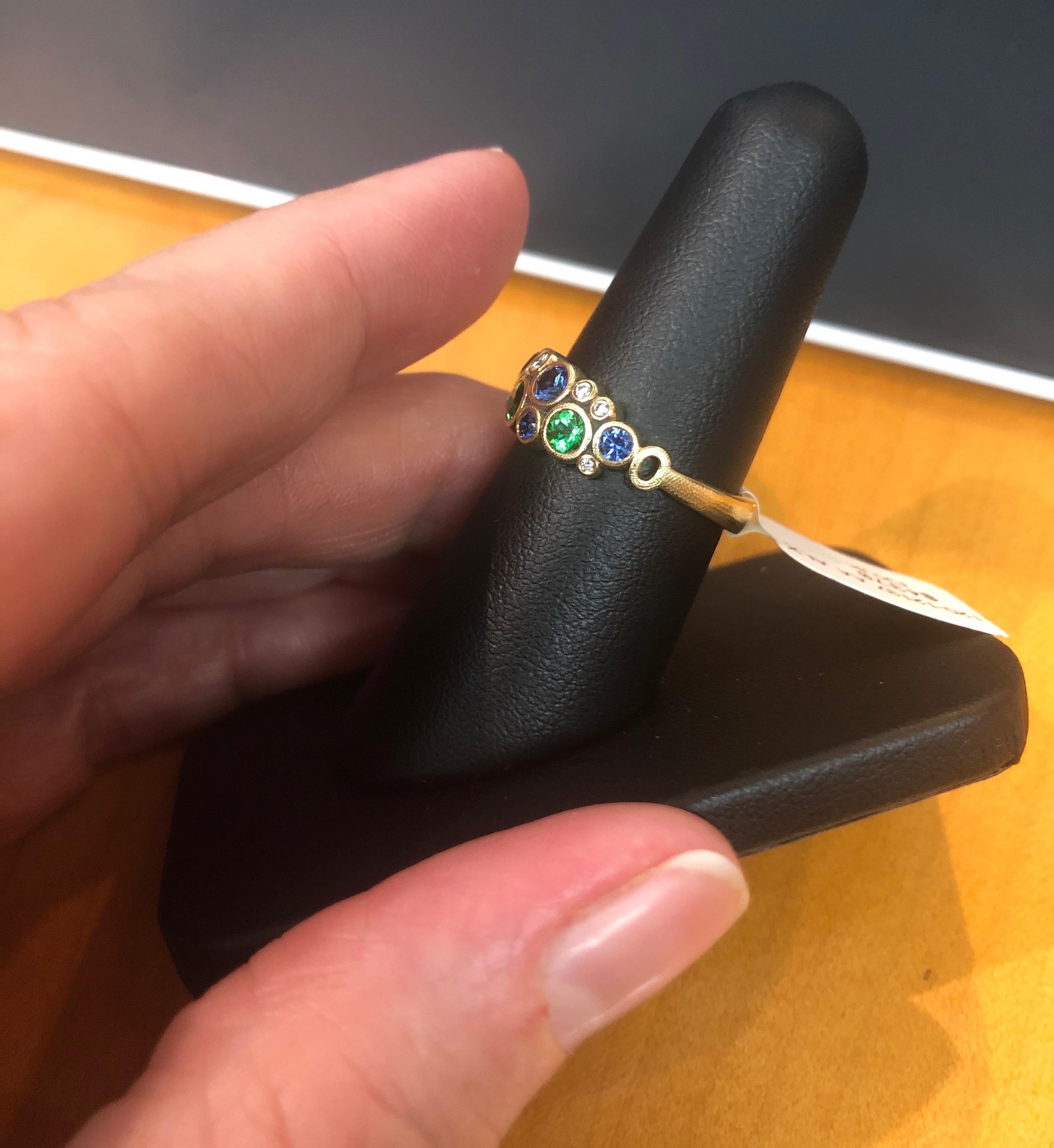Modern Alex Sepkus Sapphire and Diamond Yellow Gold Ring