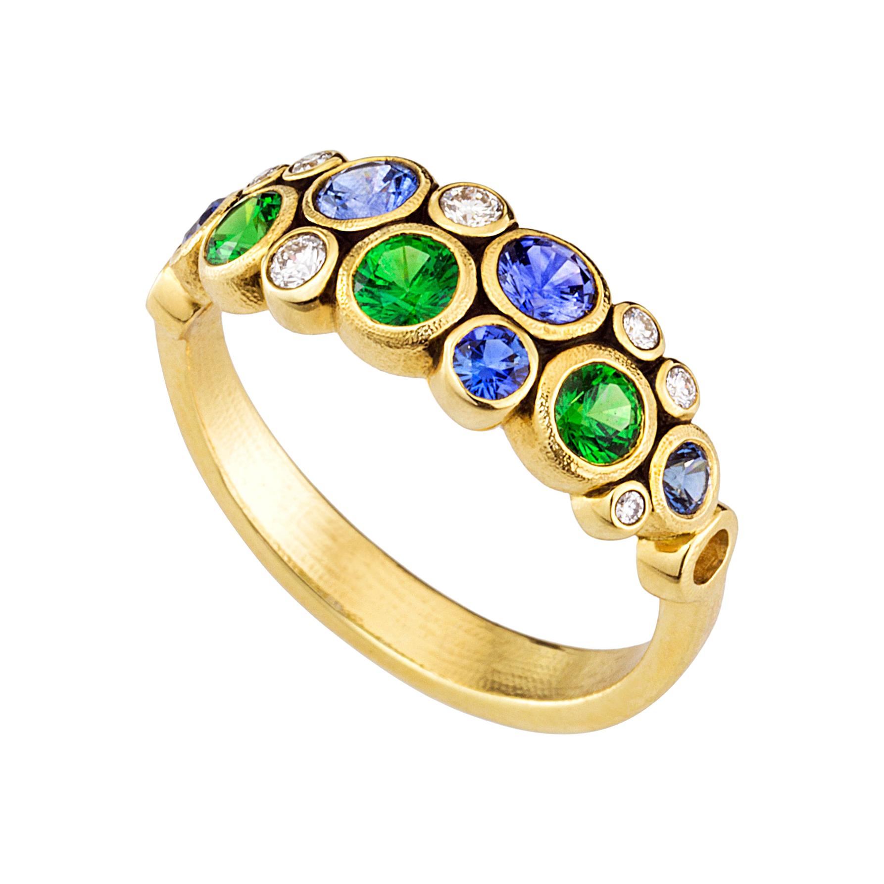 Alex Sepkus Sapphire and Diamond Yellow Gold Ring