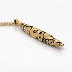 Alex Sepkus "Shark" Pendant Necklace with White Diamonds in 18 Karat Yellow Gold