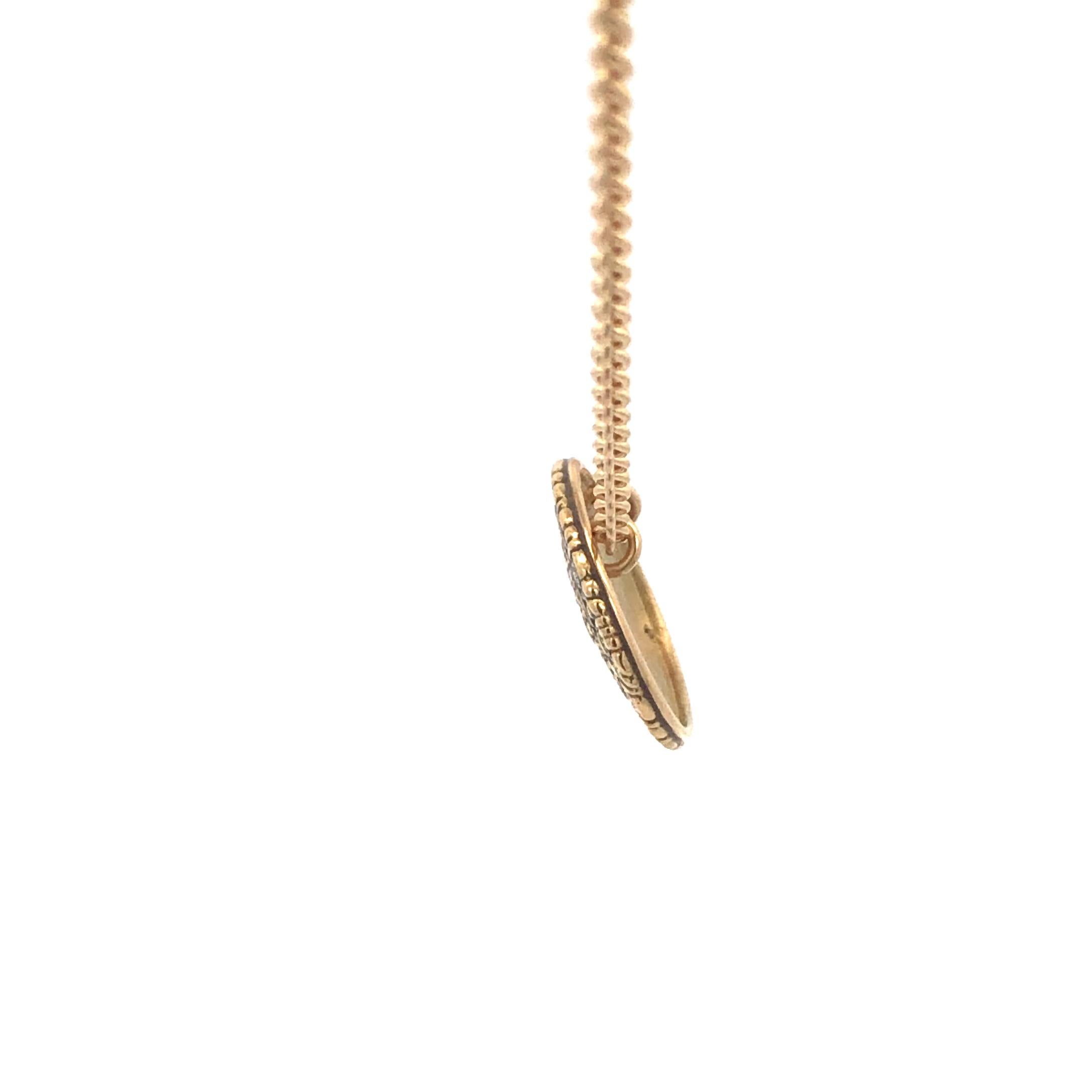 Alex Sepkus 'Shield' Pendant with Diamonds on a 18'' Cable Chain 18K Yellow Gold In New Condition For Sale In Dallas, TX