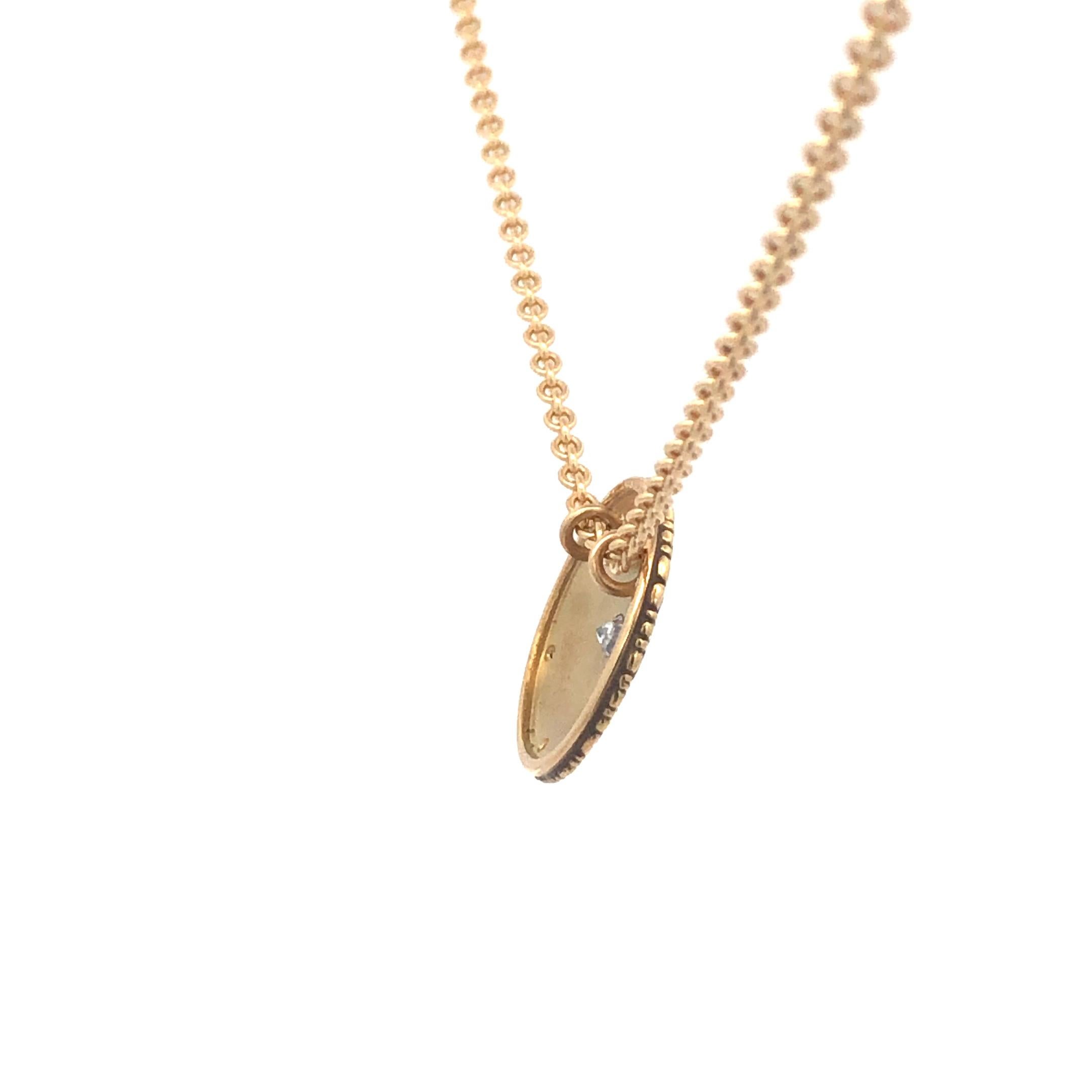 Women's or Men's Alex Sepkus 'Shield' Pendant with Diamonds on a 18'' Cable Chain 18K Yellow Gold For Sale