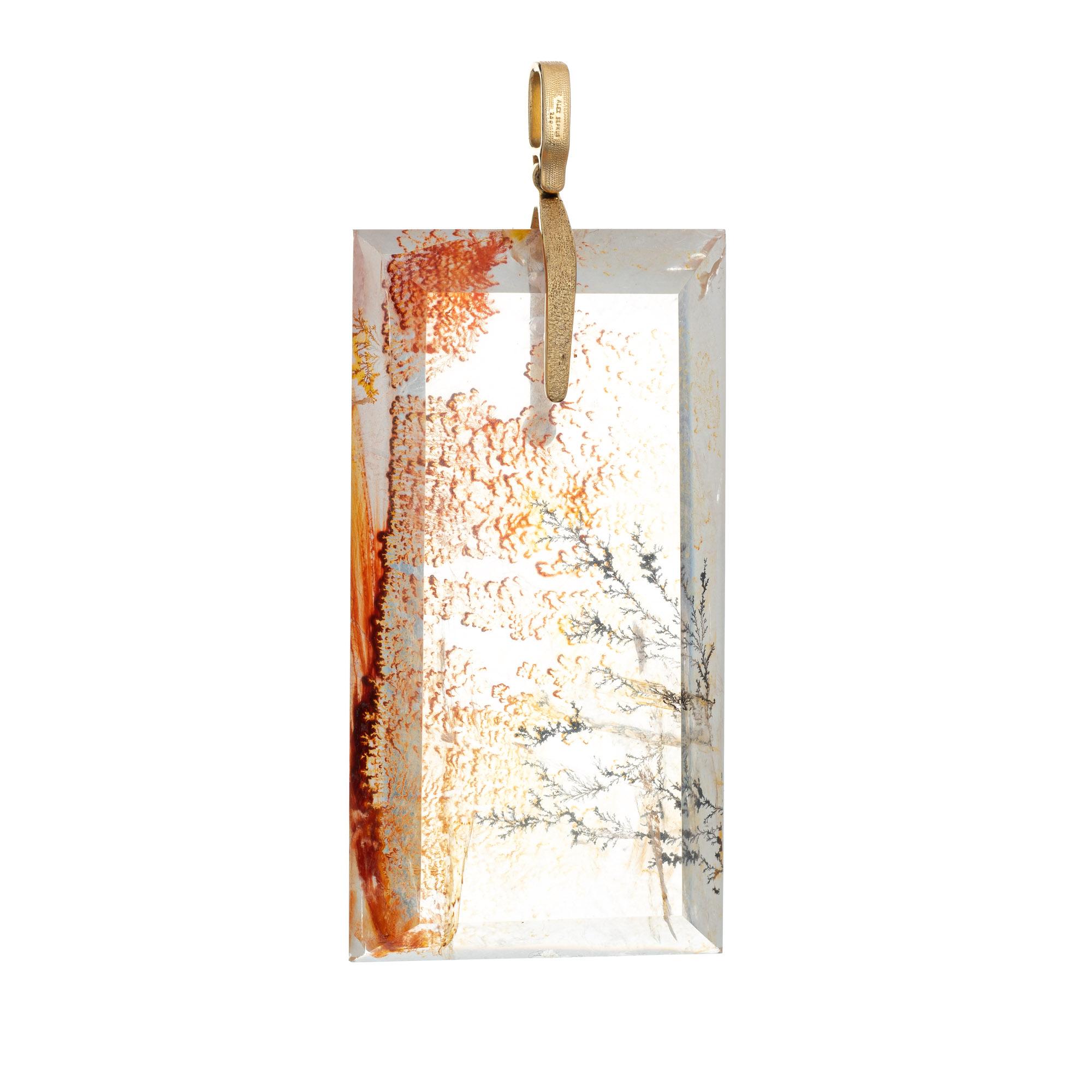 Fein gearbeiteter Anhänger mit dendritischem Opal und Diamanten von Alex Sepkus aus 18 Karat Gelbgold aus der Kollektion 