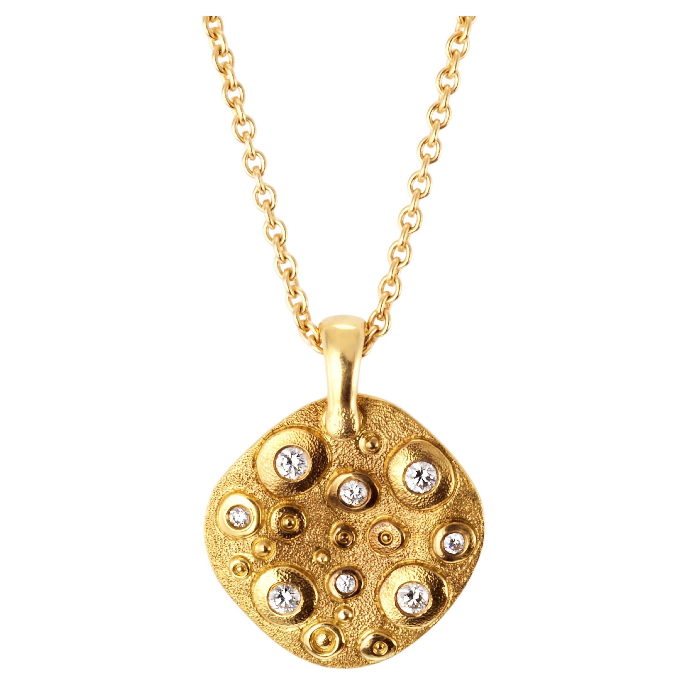 Alex Sepkus 'Stingray' Diamond Pendant on 18'' Cable Chain 18K Yellow Gold For Sale